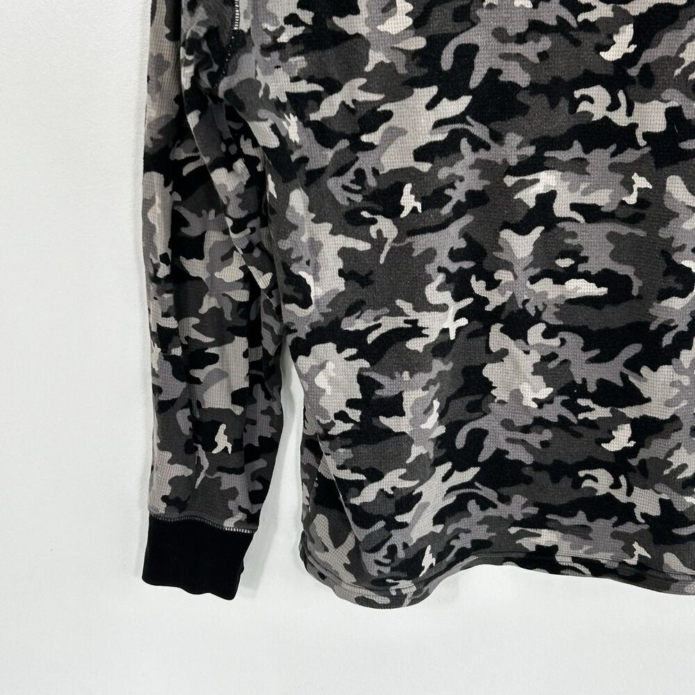 Men's Polo Ralph Lauren Waffle Weave Thermal Shirt Size Medium Camo Black Grey - Picture 9 of 9